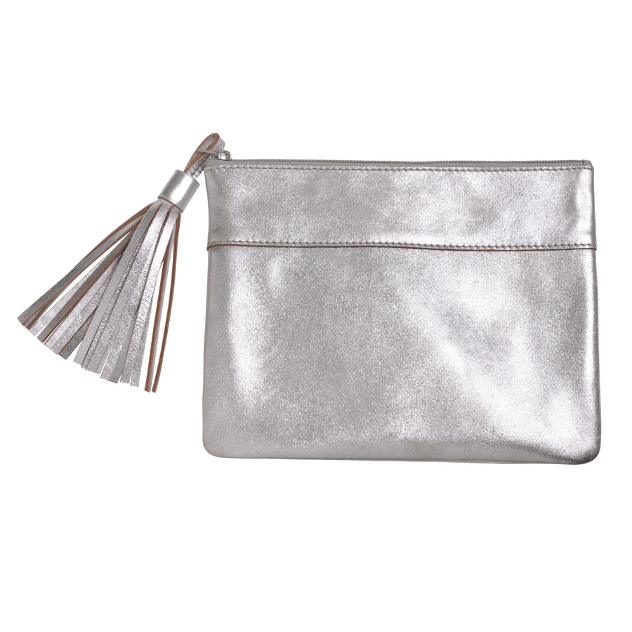 Cosmeticbag flat tassel silver